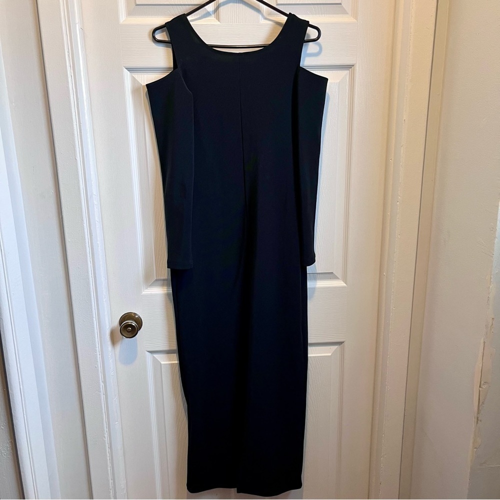 Vintage Yessica Dress Cutout shoulder Black Maxi Women Small fitted cocktail - Picture 4 of 5